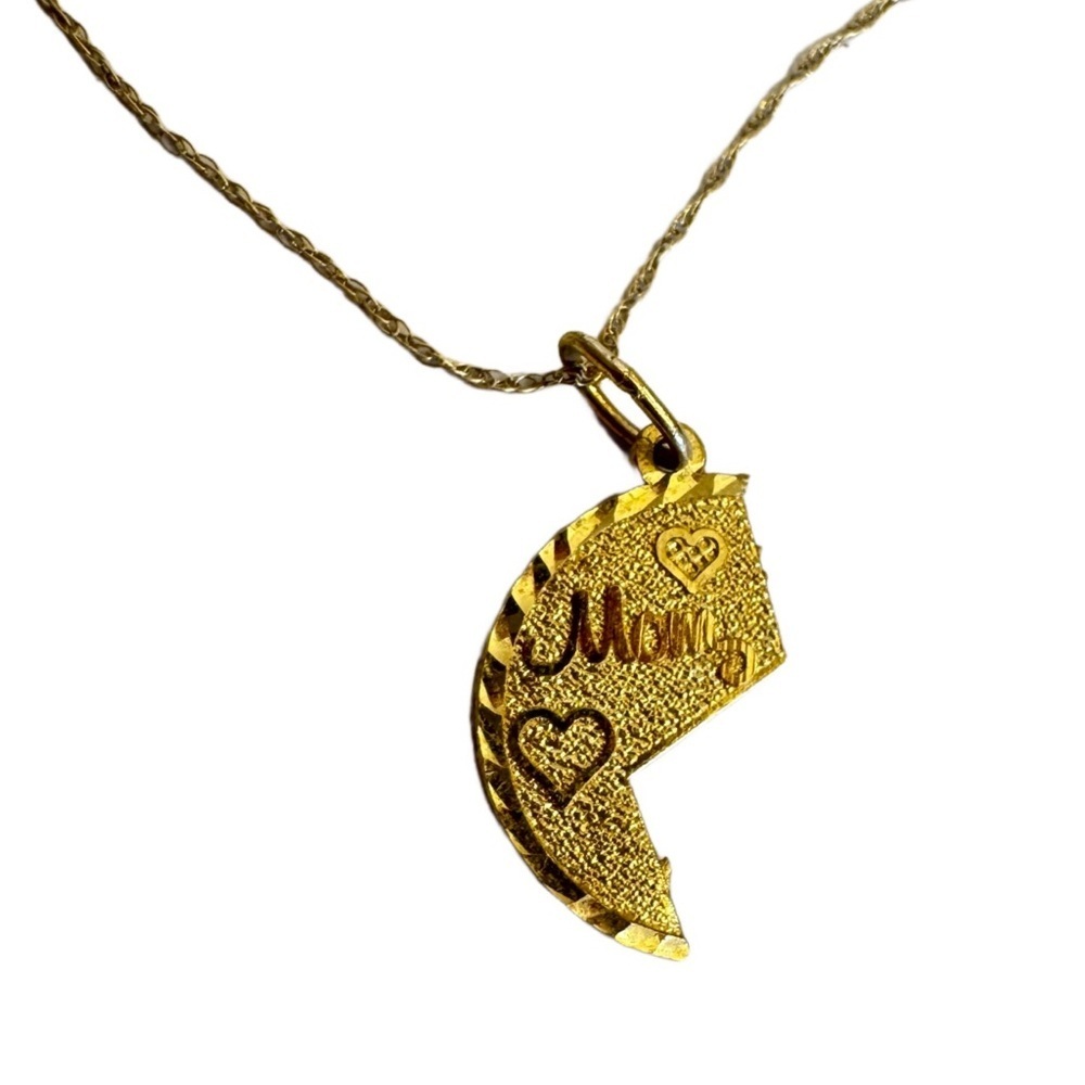 14k Yellow Gold Mom Pendant/Charm with 18" Gold Chain Necklace Set Fine Jewelry
